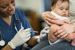 Baby getting vaccinated