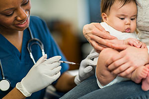 Baby getting vaccine