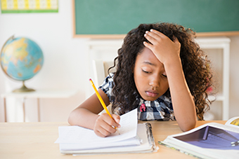Frustrated girl at school