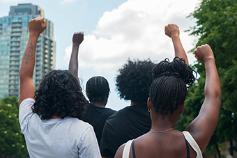 Black teens protesting